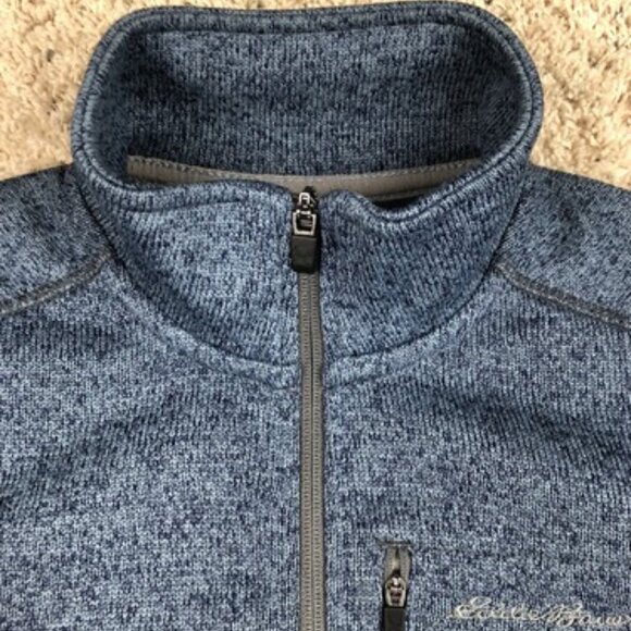 Eddie Bauer Mens Medium Long Sleeve Embroidered Logo Pullover 1/4 Zip Blue - Picture 5 of 10